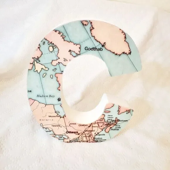 World Map Monogram Tabletop Accent - Picture 1 of 5